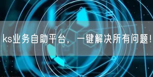 ks业务自助平台，一键解决所有问题！