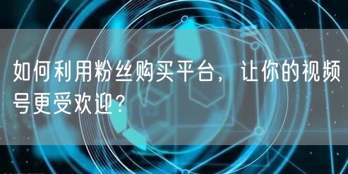 如何利用粉丝购买平台，让你的视频号更受欢迎？