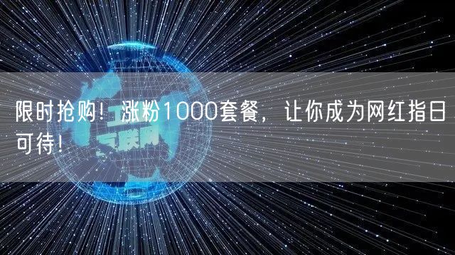 限时抢购！涨粉1000套餐，让你成为网红指日可待！