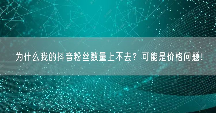 为什么我的抖音粉丝数量上不去？可能是价格问题！