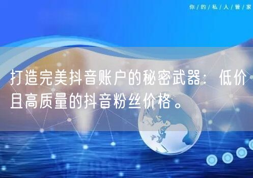 打造完美抖音账户的秘密武器：低价且高质量的抖音粉丝价格。