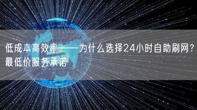 低成本高效率——为什么选择24小时自助刷网？最低价服务承诺