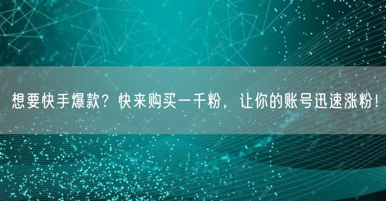 想要快手爆款？快来购买一千粉，让你的账号迅速涨粉！