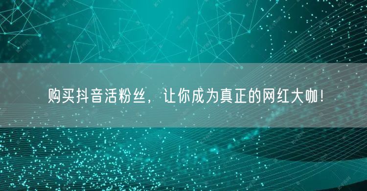 购买抖音活粉丝，让你成为真正的网红大咖！
