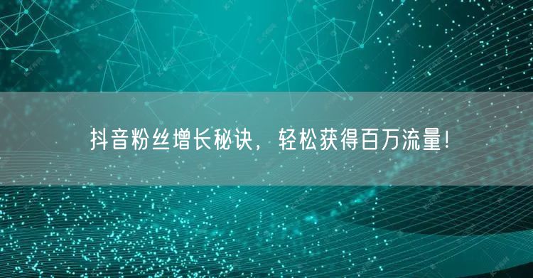 抖音粉丝增长秘诀，轻松获得百万流量！