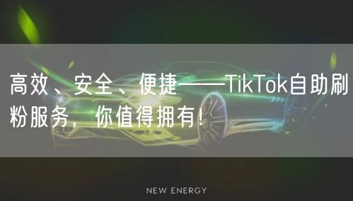 高效、安全、便捷——TikTok自助刷粉服务，你值得拥有！