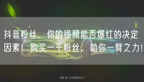 抖音粉丝，你的视频能否爆红的决定因素！购买一千粉丝，助你一臂之力！