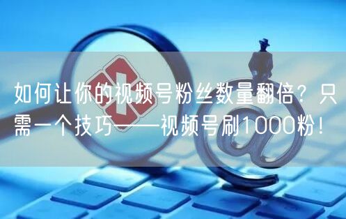 如何让你的视频号粉丝数量翻倍？只需一个技巧——视频号刷1000粉！