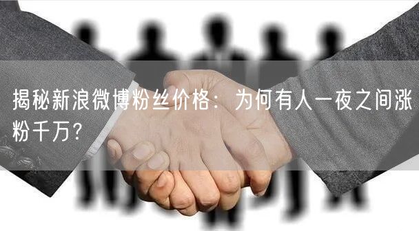 揭秘新浪微博粉丝价格：为何有人一夜之间涨粉千万？