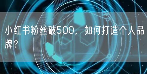 小红书粉丝破500，如何打造个人品牌？