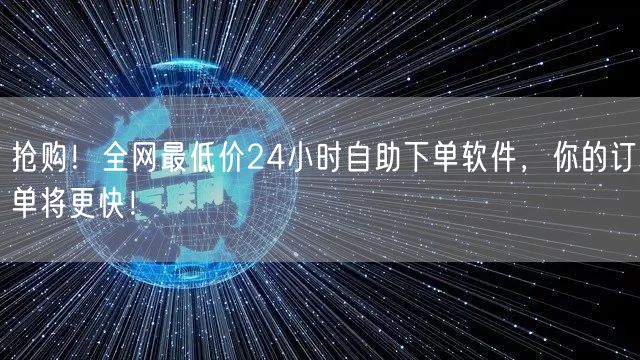 抢购！全网最低价24小时自助下单软件，你的订单将更快！