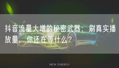 抖音流量大增的秘密武器：刷真实播放量，你还在等什么？