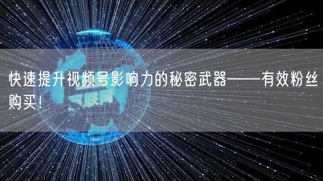 快速提升视频号影响力的秘密武器——有效粉丝购买！