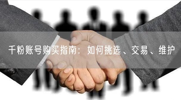 千粉账号购买指南：如何挑选、交易、维护