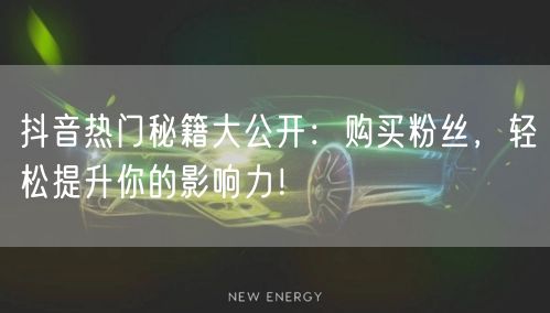 抖音热门秘籍大公开：购买粉丝，轻松提升你的影响力！