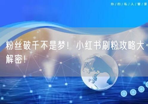 粉丝破千不是梦！小红书刷粉攻略大解密！