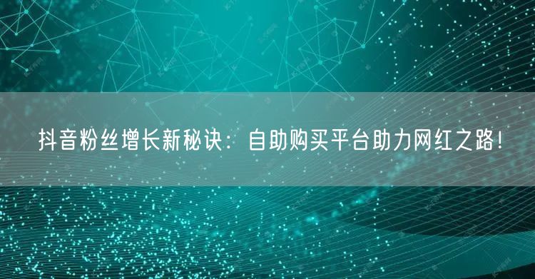 抖音粉丝增长新秘诀：自助购买平台助力网红之路！