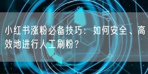 小红书涨粉必备技巧：如何安全、高效地进行人工刷粉？