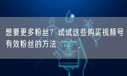 想要更多粉丝？试试这些购买视频号有效粉丝的方法