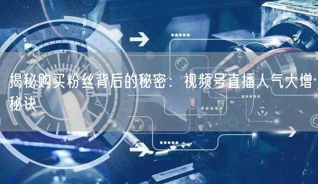 揭秘购买粉丝背后的秘密：视频号直播人气大增秘诀