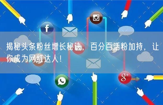 揭秘头条粉丝增长秘诀，百分百活粉加持，让你成为网红达人！
