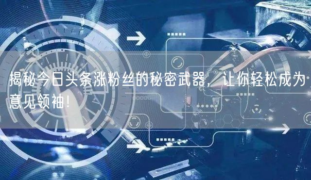 揭秘今日头条涨粉丝的秘密武器，让你轻松成为意见领袖！