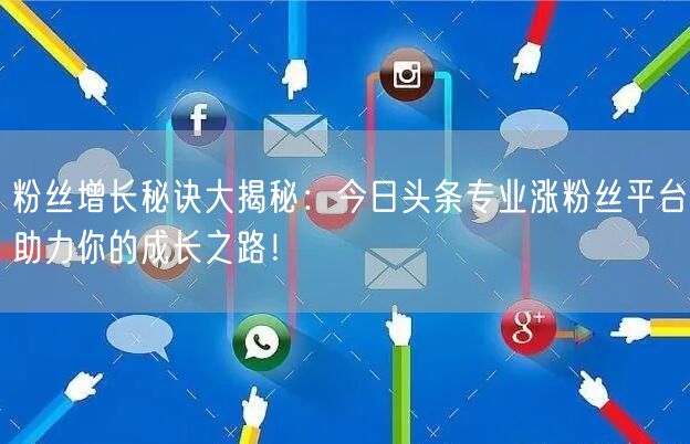 粉丝增长秘诀大揭秘：今日头条专业涨粉丝平台助力你的成长之路！