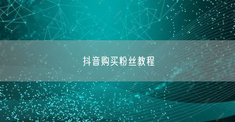 抖音购买粉丝教程