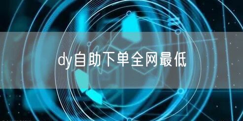 dy自助下单全网最低