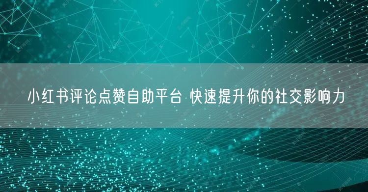 小红书评论点赞自助平台 快速提升你的社交影响力