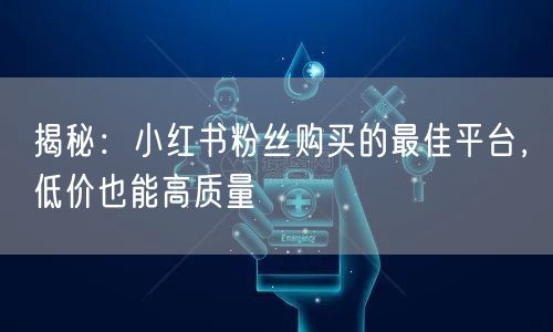 揭秘：小红书粉丝购买的最佳平台，低价也能高质量