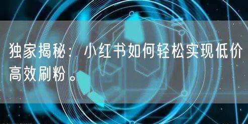 独家揭秘：小红书如何轻松实现低价高效刷粉。
