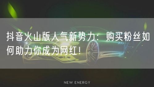 抖音火山版人气新势力：购买粉丝如何助力你成为网红！