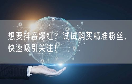 想要抖音爆红？试试购买精准粉丝，快速吸引关注！