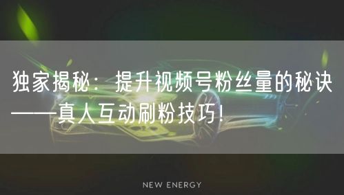 独家揭秘：提升视频号粉丝量的秘诀——真人互动刷粉技巧！