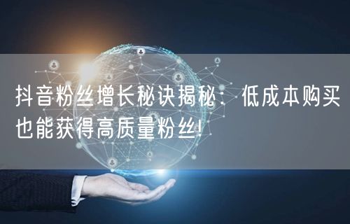 抖音粉丝增长秘诀揭秘：低成本购买也能获得高质量粉丝!
