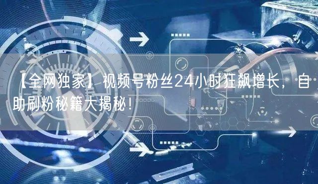 【全网独家】视频号粉丝24小时狂飙增长，自助刷粉秘籍大揭秘！