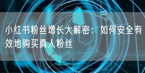 小红书粉丝增长大解密：如何安全有效地购买真人粉丝