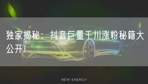 独家揭秘：抖音巨量千川涨粉秘籍大公开！