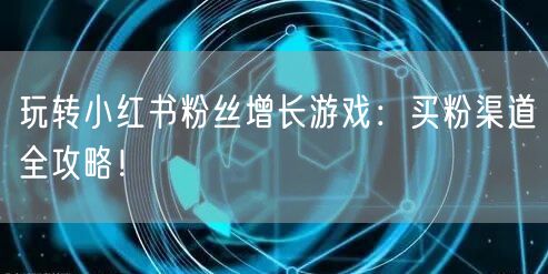 玩转小红书粉丝增长游戏：买粉渠道全攻略！