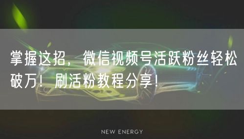 掌握这招，微信视频号活跃粉丝轻松破万！刷活粉教程分享！