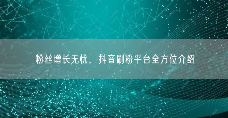 粉丝增长无忧，抖音刷粉平台全方位介绍