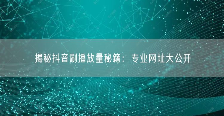 揭秘抖音刷播放量秘籍：专业网址大公开