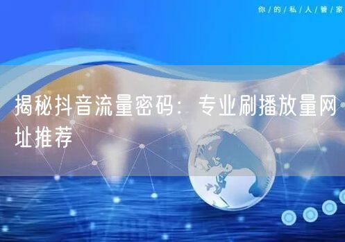 揭秘抖音流量密码：专业刷播放量网址推荐