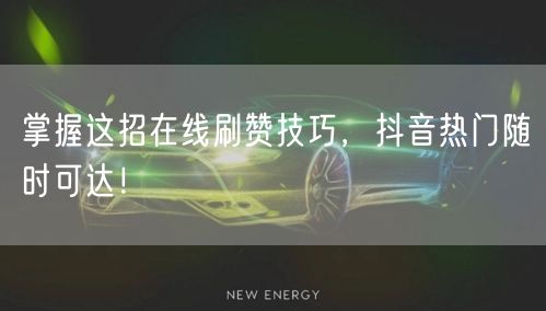 掌握这招在线刷赞技巧，抖音热门随时可达！