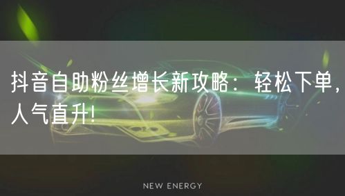 抖音自助粉丝增长新攻略：轻松下单，人气直升!