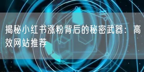 揭秘小红书涨粉背后的秘密武器：高效网站推荐
