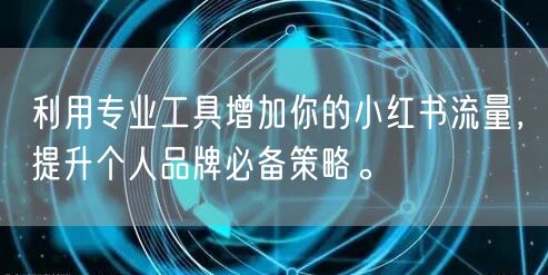 利用专业工具增加你的小红书流量，提升个人品牌必备策略。