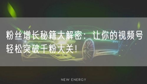 粉丝增长秘籍大解密：让你的视频号轻松突破千粉大关！