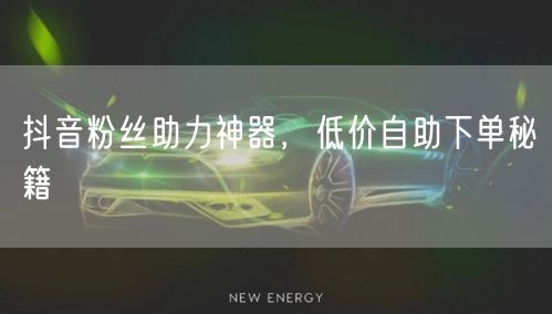 抖音粉丝助力神器，低价自助下单秘籍